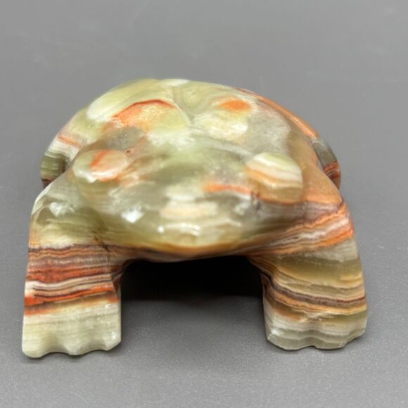 Vintage Hand Carved Onyx Frog Figurine Mexican Banded Stone Animal Sculpture 3" - Picture 4 of 10